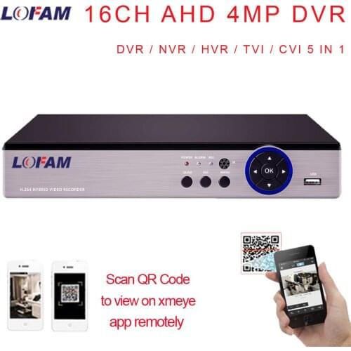 LOFAM 4MP Security DVR 16CH 5 IN 1 AHD CVI TVI Hybrid DVR NVR 4.0MP CCTV Surveillance Video Recorder 1080P HDMI 3G WIFI XMEYE