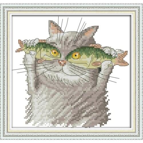 I love fish cross stitch kit aida 14ct 11ct count print canvas stitches embroidery DIY handmade
