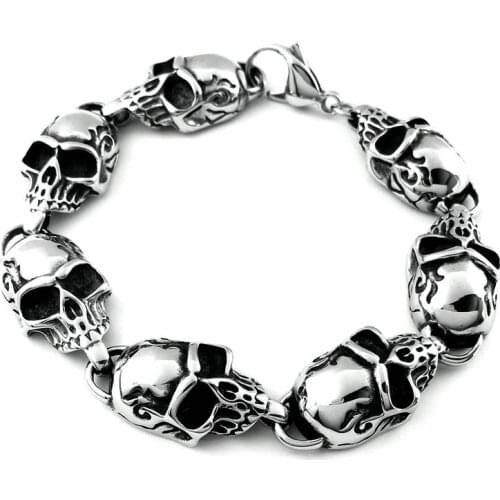 Stainless steel domineering exaggerated skull men bracelet titanium steel bracelet