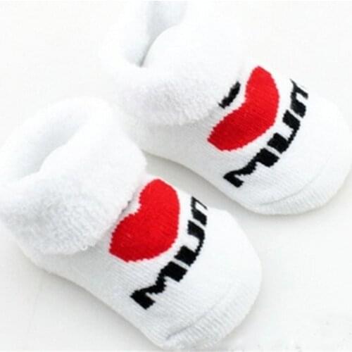 100% cotton Baby socks rubber slip-resistant floor socks love dad love mum cartoon kids socks