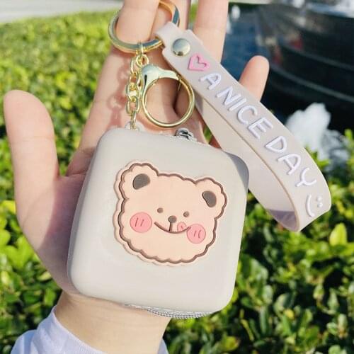 2021 New Heart-shaped Coin Purse Mini Silicone Animal Coin Purse Women Key Bag Coin Purse Kids Gift Headset Bag Key Chain Ring