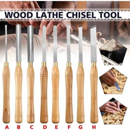 New Lathe Chisel Wood Turning Tool High Speed Steel with Wooden Handle Woodworking Tools 8 PCS HSS Blade Lathe Set