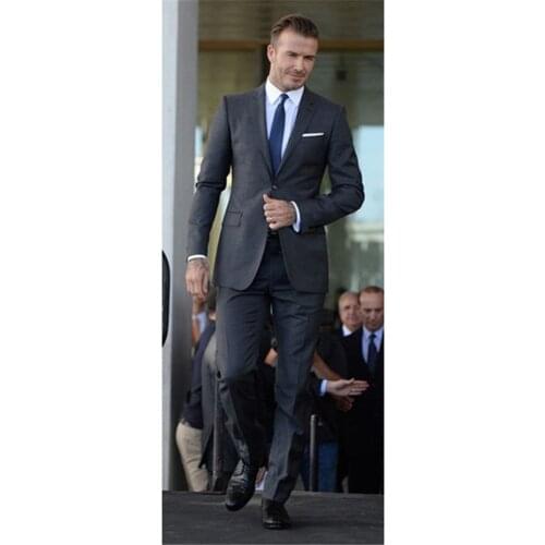 New Men’s Suit Smolking Noivo Terno Slim Fit Easculino Evening Suits For Men Grey Gentleman Business Groom Blazer(Jacket+Pants)