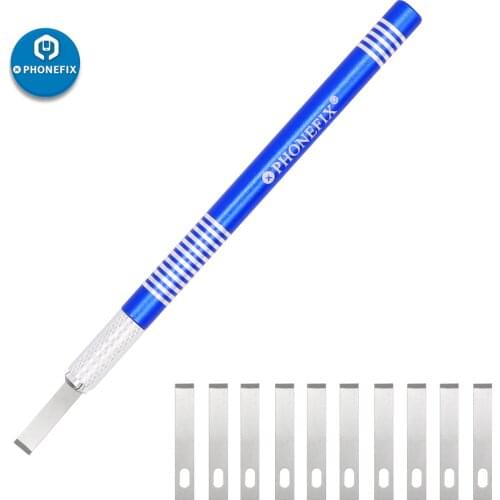 Metal Engraving Craft Knife Metal Scalpel Knife Blades 1 Non-slip Handle with 10 Steel Blades for Phone PCB DIY Repair Hand Tool