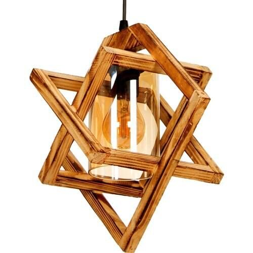 Lagom Natural Wood Planet Single Wooden Pendant Lamp Chandelier