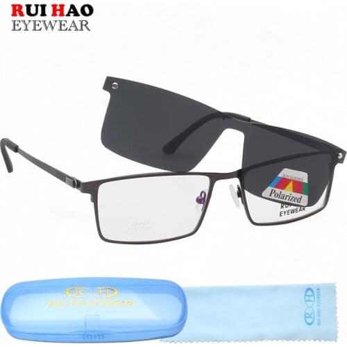 Rectangle Eyeglasses Frame With Polarized Clip on Sunglasses Full Design Glasses Frame Optical Spectacles 94004