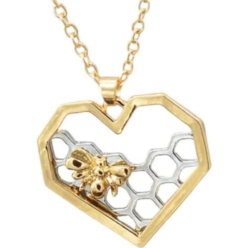 925 Sterling Silver Necklace Cute Bee Charming Heart Shape Pendant for Women Girls Birthday Party Fashion Gifts Jewelry SN002