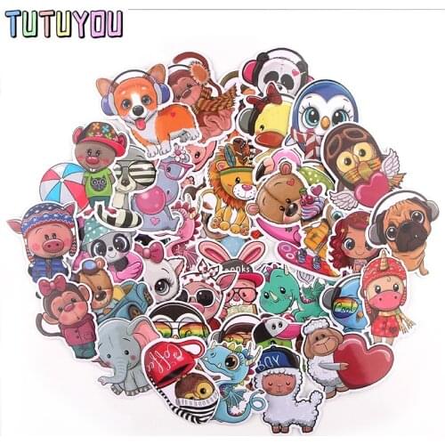 PC530 41pcs/set Animal World Cute Scrapbooking Stickers Decal For Guitar Laptop Luggage Car Fridge Graffiti Sticker