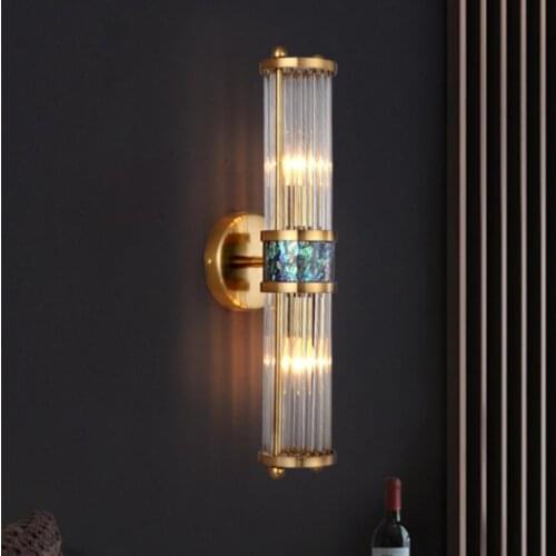 Transparent Crystal Home Led Wall Lights Gold Cylindrical Villa Creative Living Room Background Wall Decoration Sconce Lighting