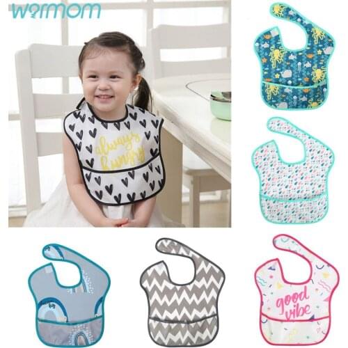 Warmom Adjustable Baby Bibs EVA Plastic Waterproof Lunch Feeding Bibs Cartoon Feeding Cloth Children Baby Apron Babador de bebe