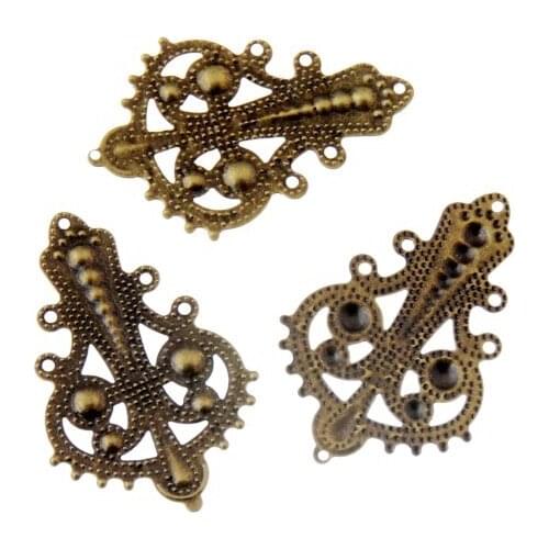 MIAOCHI Retail 20Pcs Bronze Tone Filigree Wraps Connectors Metal Crafts Gift Decoration DIY Findings 27x41mm F0394