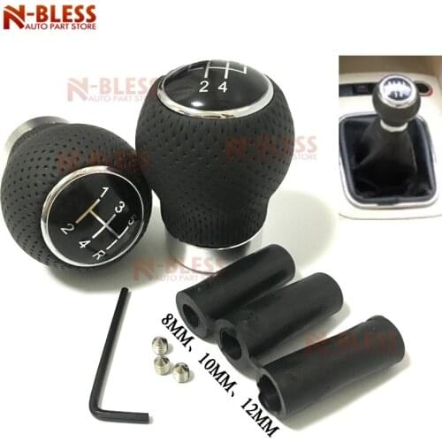 1pc Car Automatic Gear Shift Knob Manual 5 Speed Leather Shift Handle Gear Shift Knob Universal Shift Knobs with 3 Adapters
