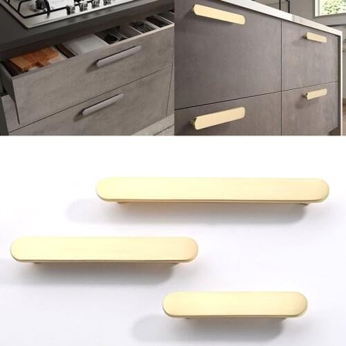 Modern Golden Cabinet Handles Furniture Handle Hardware New Simple Arc rectangle Drawer Knobs Cupboard Kitchen Knobs and Handles