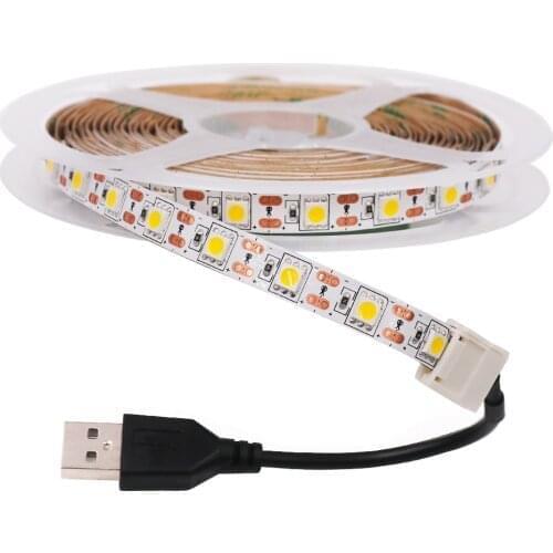 5V USB LED Strip Light 5050 SMD 60LED/m Flexible LED Tape Lights Strip TV Backlight Home Decoration 1M 2M 3M 4M 5M 30CM 50CM
