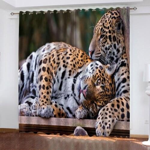 Home Decoration Tiger Curtain Watercolor Blackout Curtain Leopard Animal Curtain Kitchen Living Room Study Bedroom Blackout