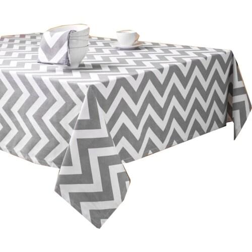 Zeren Home Gray White Zigzag Carefree Table Cloth 160x280 cm
