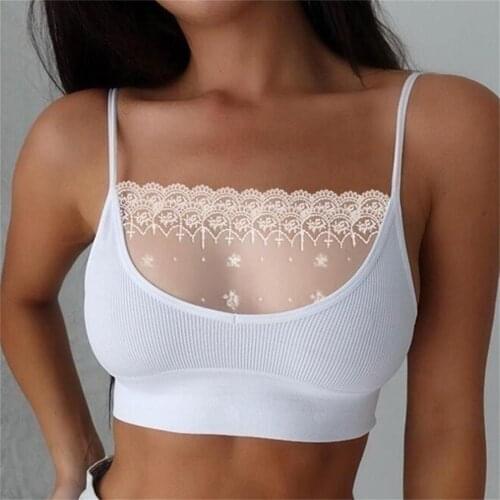 Women Sexy Chest Crop Tops Intimates Lace Patchwork Bra Seamless Bras Bustier Wrap Top Tube Bandeau Camisoles Spaghetti Strap