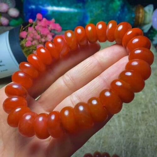 Natural South Red Agate Gemstone Women Beads Bracelet 13.5-12.5mm AAA
