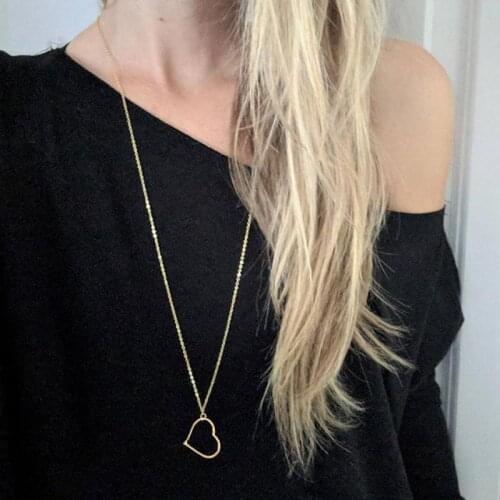 Simple Heart Necklace For Women Long Chain Gold Necklace Ethnic Minimalist Pendant Necklace Collier Femme Bijoux Gift