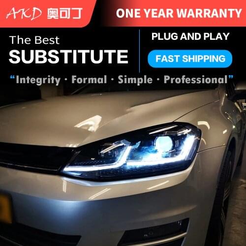 AKD tuning cars Headlight For VW Golk7 Golf 7 MK7 Headlights LED DRL Running lights Bi-Xenon Beam Fog lights angel eyes Auto