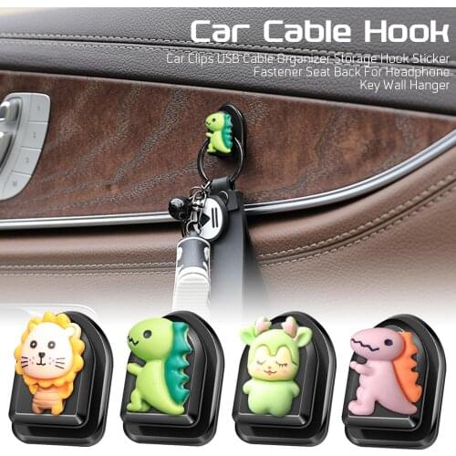 2Pcs Car Clips USB Cable Organizer Storage Car Hook Car Sticker Fastener Seat Back Hook For Cable Headphone Key Wall Hanger