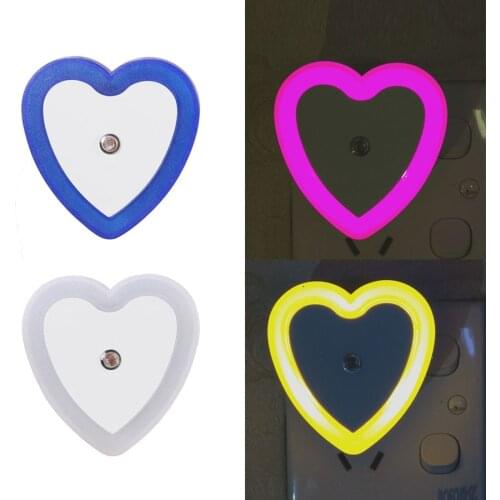 2pcs LED Night Light Lamp Bulbs Mini Heart Nightlight Smart Light Sensor EU US UK Plug 110V-240V Universal Room Home Corridor