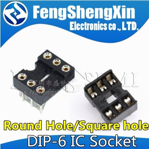 20pcs DIP-6 Round Hole Square hole 6 Pins 2.54MM DIP DIP6 IC Sockets Adaptor Solder Type IC Connector