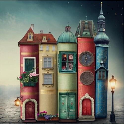 5D DIY Diamond Embroidery Full Set Cartoon Book Castle Diamond Painting Mosaic Cross Stitch Scenery Rhinestone Pictures Decor