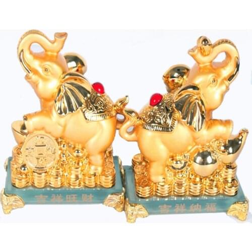 Free shipping Feng Shui gilt prosperity fortune lucky elephant statue home decoration crystal base holiday gift