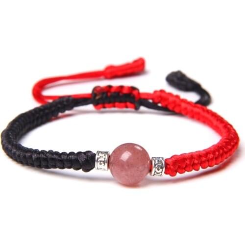 Fashion Red Black Braided Bracelet Natural Stone Bead Charm Rope Adjustable Bangles For Women Men Wrist Band Jewelry Pulsera