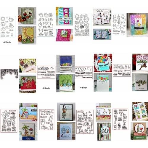 Tree Mix Animals Branch Human Mouse Balloon Cartoon Cup Star Food Clear Silicone Stamps Diy Embossing Album Photo Cards Craft