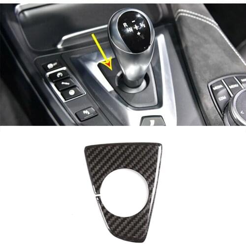 For BMW M3 F80 M4 F82 F83 2014 2015 2016 2017 2018 2019 Real Carbon Fiber Car Gear Shift Knob Base Cover Sticker Car Accessories