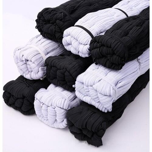 10M White Black High Elastic Flat Bands Rubber Waist Band Stretch Rope Garment Tape For DIY Apparel Accessories Sewing Supplies