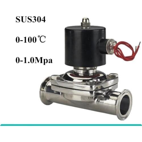 AC220V 2" DN50 Electric Sanitary Solenoid Valve Tri Clamp OD 64mm Stainless Steel 304 Normally Closed