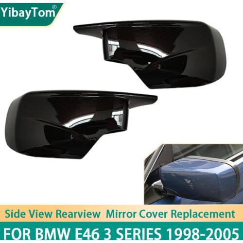 Gloss Black M4 Style Side Door Wing Rear View Mirror Cover Cap Replacement For BMW E46 3 Series 1998-2005
