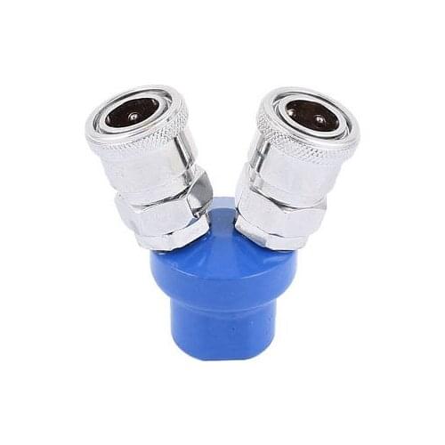 Female Thread BSP 1/4 x 33/64 ID Connector Tube 2 Way Pass Quick Connect Coupler