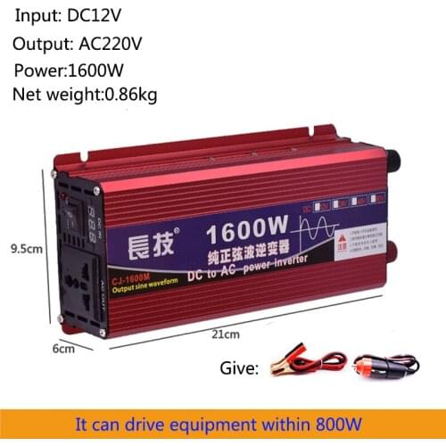 Pure sine wave inverter dc12v24v48v60v to AC220V 1600W Voltage Transformer Power Converter automotive household appliances