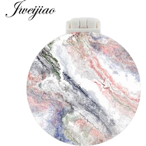Youhaken Marble Veined Marble Photo Pocket Mirror With Massage Comb Folding Portable Make up double functional Beauty Tools