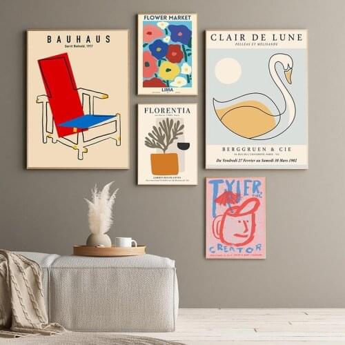 Bauhaus Exhibition Canvas Line Chair Wall Art Minimalism Print Painting Nordic Poster Abstract Face Picture Modern Home Decor