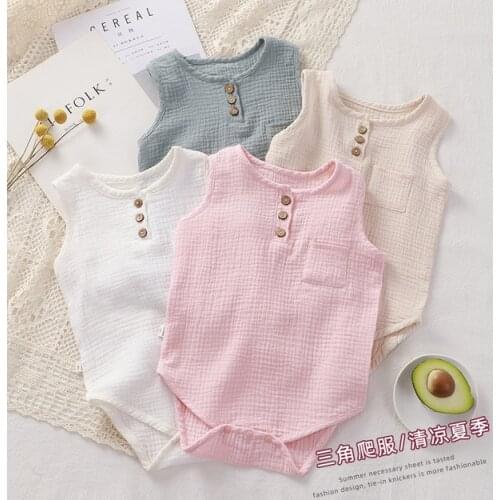 0-24MBaby girls boy Romper Summer Infant Cotton Newborn Sleeveless Rompers Baby Girl One-pieces Jumpsuits Cotton Clothes Outfits