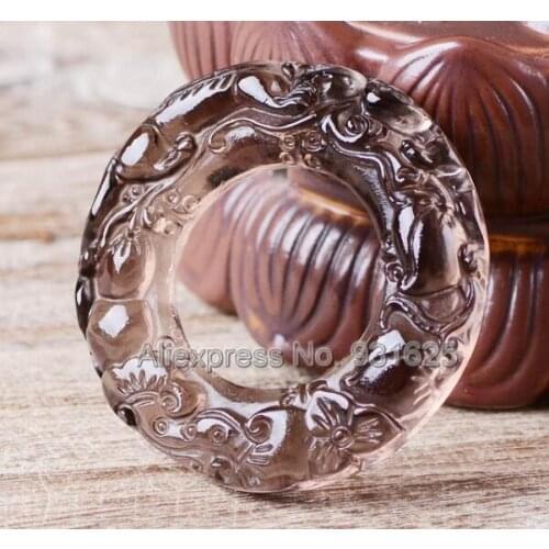 Beautiful Natural Ice Clear Obsidian Carved Chinese RuYi PiXiu Hollow Double Face Lucky Pendant + Beads Necklace Fashion Jewelry