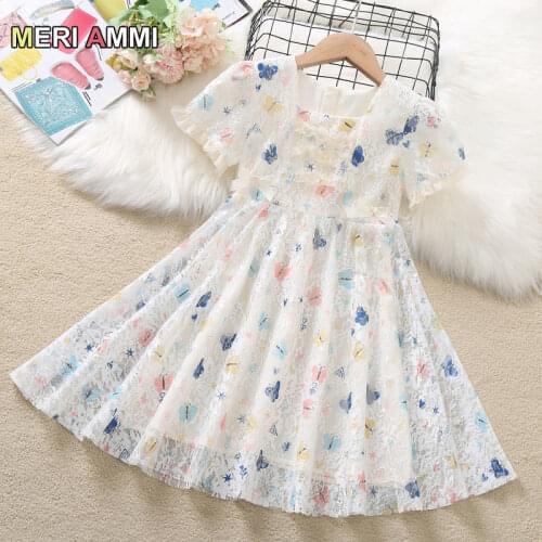 MERI AMMI For Girls Wedding Birthday Xmas Lace Party Sleeveless Princess Fancy Dresses For Kids Dressing 3-10 Year