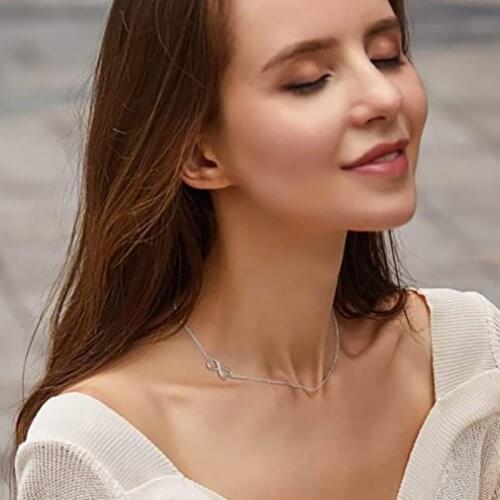 Fashion Jewelry Choker Necklace Small Sideways 8 Shaped Infinity O Metal Plated Chain for Women Gift