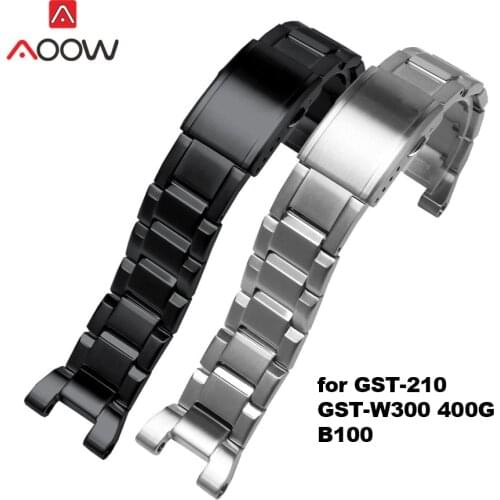 Stainless Steel Strap Watchband for Casio G-Shock GST-210 GST-W300 400G B100 Men Sport Metal Replacement Band Watch Accessories
