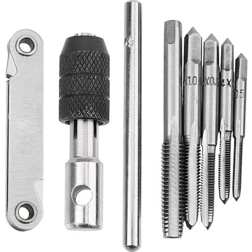NICEYARD 7pcs/set Machine Hand Tap Wrench M3/M4/M5/M6/M8 Screw Tap Holder 60 degrees Thread Gauge Screw Thread Taps Reamer