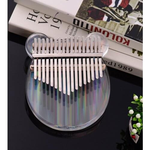 17-Key Kalimba Thumb Piano Transparent Acrylic Material with Carry Bag Musical Note Stickers Tuning Hammer Cleaning Cloth