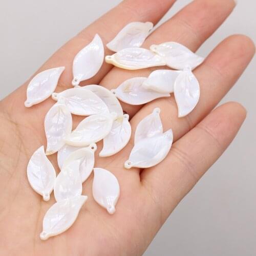 Natural White Shell Leaf Pendant Bead Crafts Make DIY Bracelet Necklace Earrings Hair Bun Gift Jewelry Accessories Beads 10x21mm