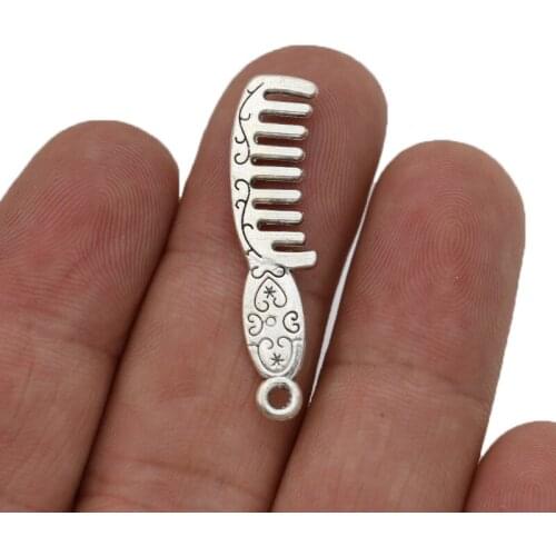 10pcs Tibetan Silver Plated DIY Comb Charms Pendants for Bracelet Jewelry Making Accessories Handmade Craft 35x8