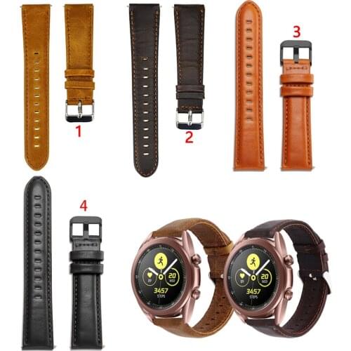20mm 22mm Genuine Leather Watch Band Strap for Samsung Galaxy Watch3 41mm 45mm Wrist band For Galaxy Watch 42mm 46mm Active 2