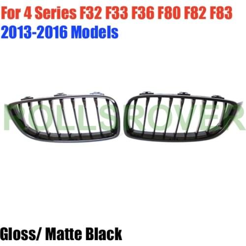 ROLLSROVER Pair of Black ABS Front Bumper Grille For 4 Series F32 F33 F36 F80 F82 F83 2013-2016 Single Slat Car Styling